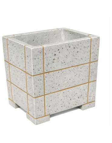 Fioriera quadrata in cemento calcestruzzo con scannellature - colore Grigio pietra - cm 60x60x70h