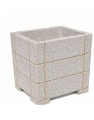 Fioriera quadrata in cemento calcestruzzo con scannellature - colore Grigio travertino  - cm 60x60x70h