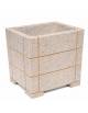 Fioriera quadrata in cemento calcestruzzo con scannellature - colore Bianco travertino  - cm 60x60x70h