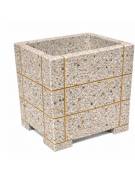 Fioriera quadrata in cemento calcestruzzo con scannellature - colore Grigio sabbiato - cm 60x60x70h