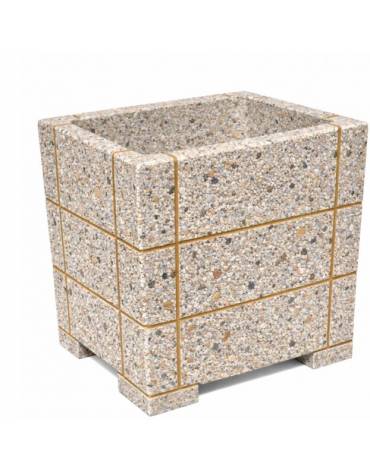 Fioriera quadrata in cemento calcestruzzo con scannellature - colore Grigio sabbiato - cm 60x60x70h