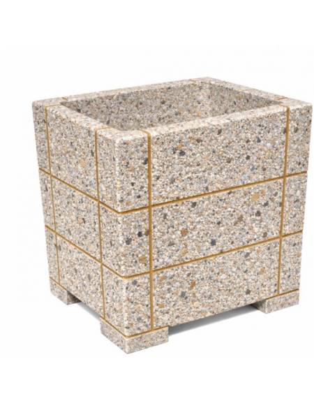 Fioriera quadrata in cemento calcestruzzo con scannellature - colore Grigio sabbiato - cm 60x60x70h
