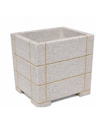 Fioriera quadrata in cemento calcestruzzo con scannellature - colore Bianco sabbiato - cm 60x60x70h