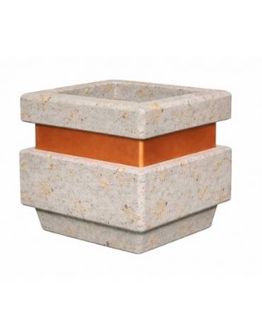Fioriera quadrata in cemento calcestruzzo per esterno cm 60x60x65h - colore Grigio travertino