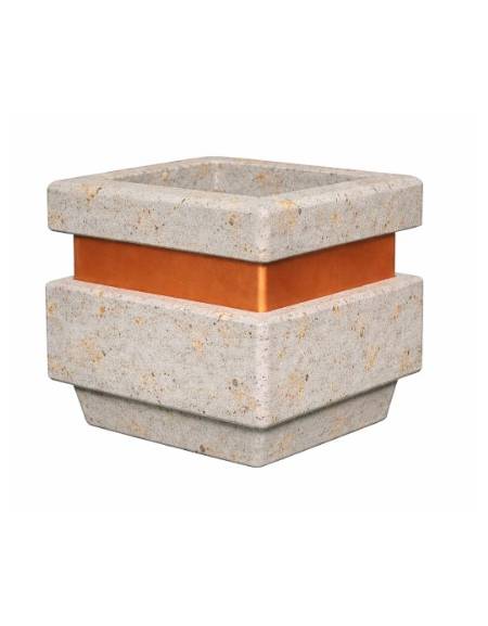 Fioriera quadrata in cemento calcestruzzo per esterno cm 60x60x65h - colore Grigio travertino