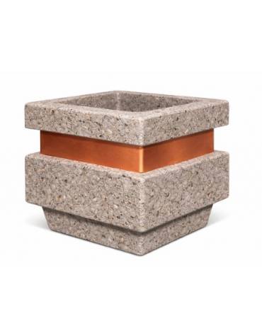 Fioriera quadrata in cemento calcestruzzo per esterno cm 60x60x65h - colore Grigio sabbiato