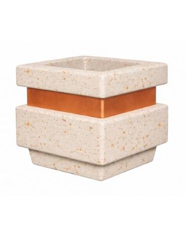 Fioriera quadrata in cemento calcestruzzo per esterno cm 60x60x65h - Colore bianco travertino