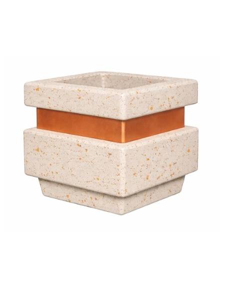 Fioriera quadrata in cemento calcestruzzo per esterno cm 60x60x65h - Colore bianco travertino - Conforme ai CAM