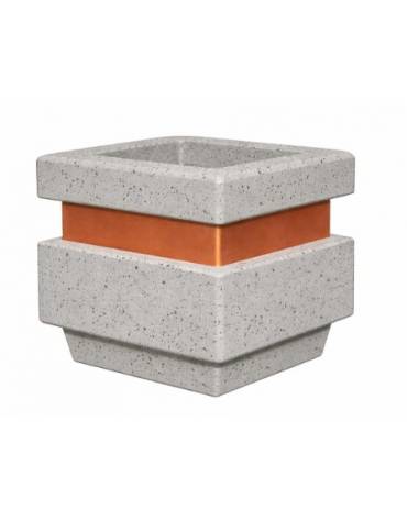 Fioriera quadrata in cemento calcestruzzo per esterno cm 60x60x65h - colore Grigio pietra - Conforme ai CAM
