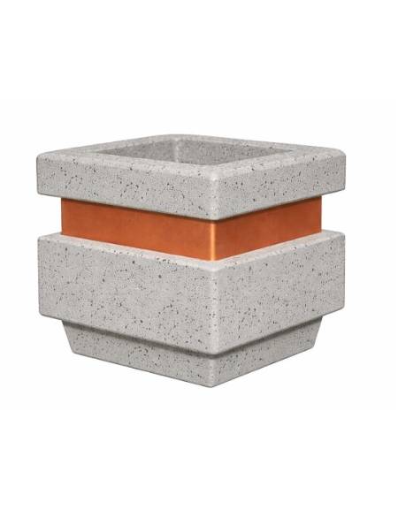 Fioriera quadrata in cemento calcestruzzo per esterno cm 60x60x65h - colore Grigio pietra - Conforme ai CAM