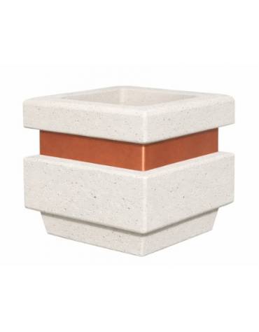 Fioriera quadrata in cemento calcestruzzo per esterno cm 60x60x65h - colore Bianco pietra - Conforme ai CAM