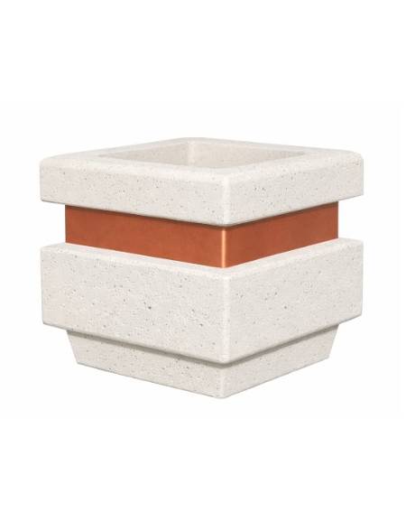 Fioriera quadrata in cemento calcestruzzo per esterno cm 60x60x65h - colore Bianco pietra - Conforme ai CAM