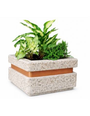 Fioriera quadrata in cemento calcestruzzo per esterno cm 90x90x65h - colore Grigio sabbiato