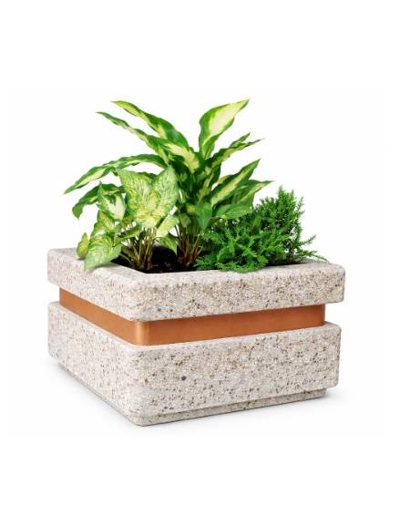Fioriera quadrata in cemento calcestruzzo per esterno cm 90x90x65h - colore Grigio sabbiato