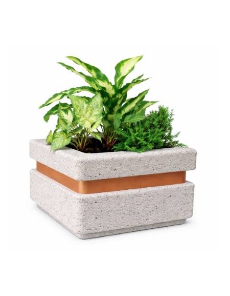 Fioriera quadrata in cemento calcestruzzo per esterno cm 90x90x65h - colore Bianco sabbiato