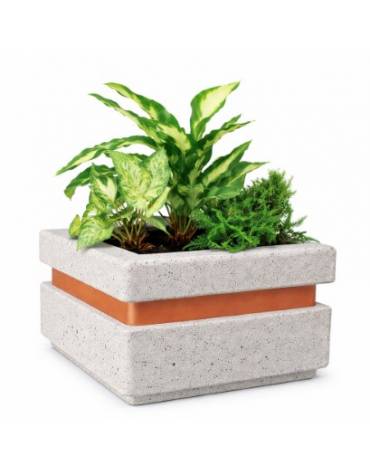 Fioriera quadrata in cemento calcestruzzo per esterno cm 90x90x65h - colore Grigio pietra