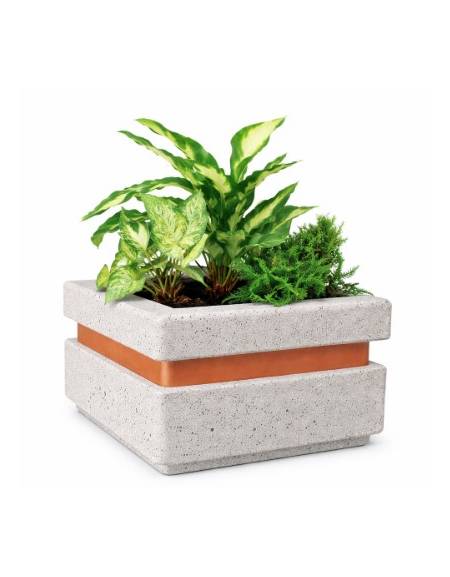 Fioriera quadrata in cemento calcestruzzo per esterno cm 90x90x65h - colore Grigio pietra