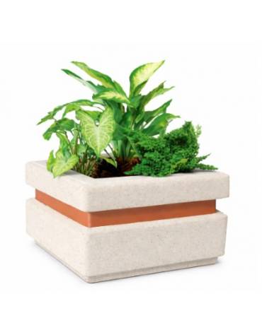 Fioriera quadrata in cemento calcestruzzo per esterno cm 90x90x65h - colore Bianco pietra