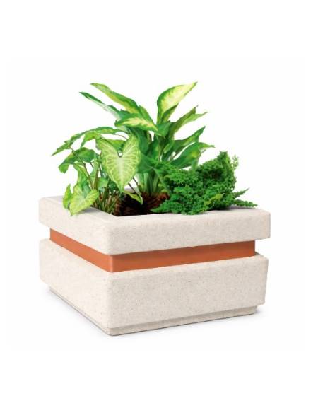 Fioriera quadrata in cemento calcestruzzo per esterno cm 90x90x65h - colore Bianco pietra