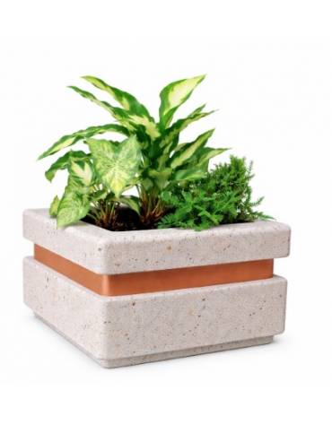 Fioriera quadrata in cemento calcestruzzo per esterno cm 90x90x65h - colore Grigio travertino