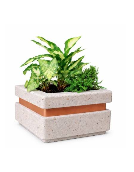 Fioriera quadrata in cemento calcestruzzo per esterno cm 90x90x65h - colore Grigio travertino