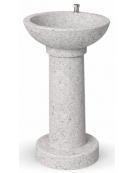 FONTANA IN CALCESTRUZZO CEMENTO COLORE BIANCO SABBIATO - CON RUBINETTO TEMPORIZZATO - cm Ø 52x92h