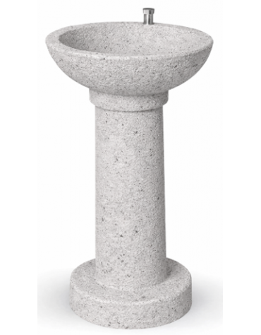 FONTANA IN CALCESTRUZZO CEMENTO COLORE BIANCO SABBIATO - CON RUBINETTO TEMPORIZZATO - cm Ø 52x92h