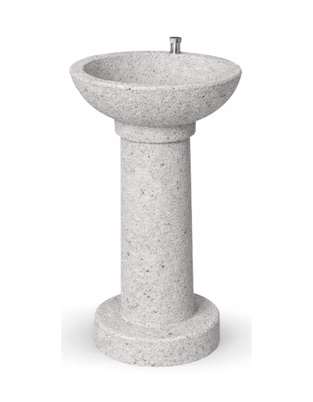 FONTANA IN CALCESTRUZZO CEMENTO COLORE BIANCO SABBIATO - CON RUBINETTO TEMPORIZZATO - cm Ø52x92h - Conforme ai CAM