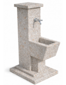 FONTANA QUADRATA IN CALCESTRUZZO CEMENTO COLORE GRIGIO TRAVERTINO PER ESTERNO - cm 50x43x105h