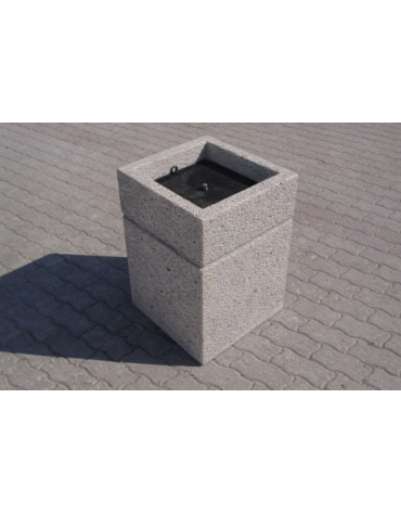 Ceneriera Quadrata in Cemento – Design Elegante con Inserto Zincato - Colore Bianco Sabbiato - cm 50x50x70h - Conforme ai CAM