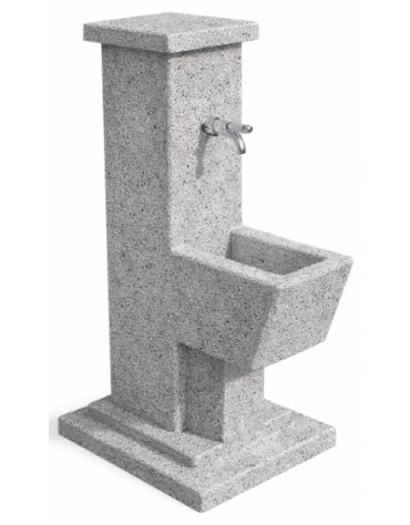 FONTANA QUADRATA IN CALCESTRUZZO CEMENTO COLORE GRIGIO PIETRA PER ESTERNO - cm 50x43x105h