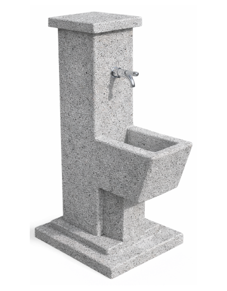 FONTANA QUADRATA IN CALCESTRUZZO CEMENTO COLORE GRIGIO PIETRA PER ESTERNO - cm 50x43x105h
