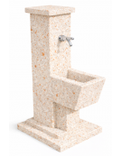 FONTANA QUADRATA IN CALCESTRUZZO CEMENTO COLORE BIANCO TRAVERTINO PER ESTERNO - cm 50x43x105h - Conforme ai CAM