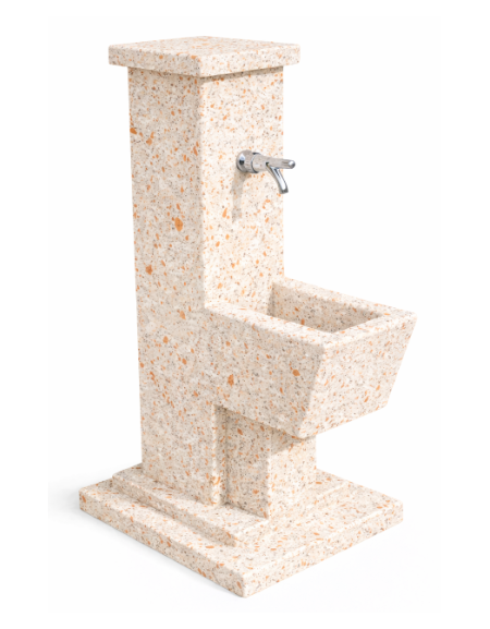 FONTANA QUADRATA IN CALCESTRUZZO CEMENTO COLORE BIANCO TRAVERTINO PER ESTERNO - cm 50x43x105h