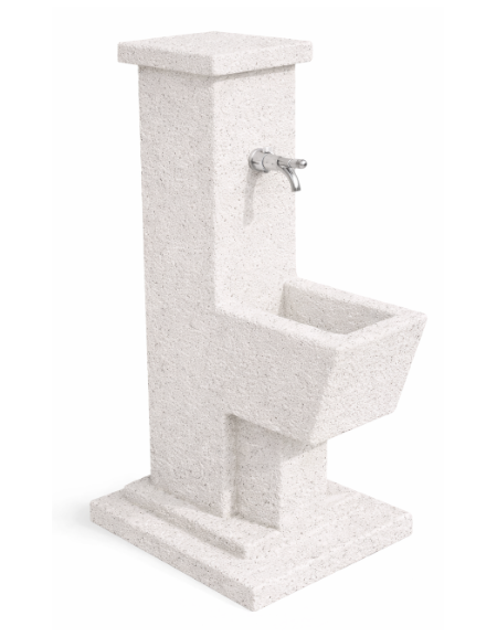 FONTANA QUADRATA IN CALCESTRUZZO CEMENTO COLORE BIANCO PIETRA PER ESTERNO - cm 50x43x105h