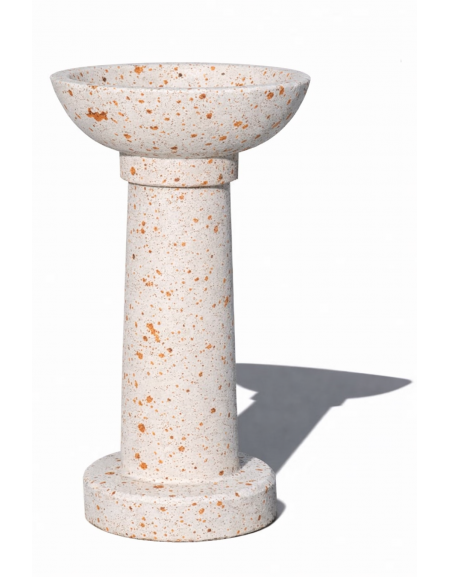 POSACENERE IN CALCESTRUZZO CEMENTO COLORE BIANCO TRAVERTINO PER ESTERNO - cm Ø52x92h - Conforme ai CAM