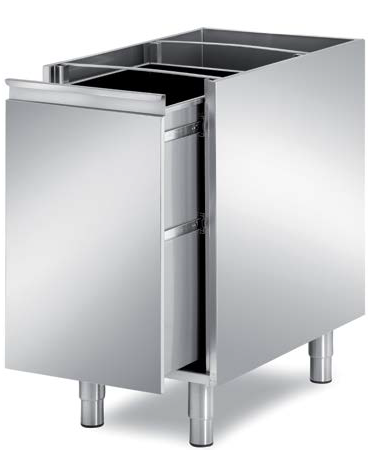 Elemento neutro con cassettone estraibile in acciaio inox AISI 304, senza ripiano - Dimensioni mm 645x690x810h