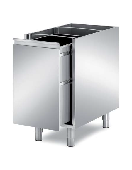Elemento neutro con cassettone estraibile in acciaio inox AISI 304, senza ripiano - Dimensioni mm 645x690x810h