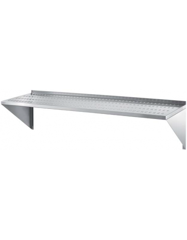 Ripiano scatolato asolato in acciaio inox AISI 304, con 2 supporti imbullonati inclusi - mm 1000x400x20h