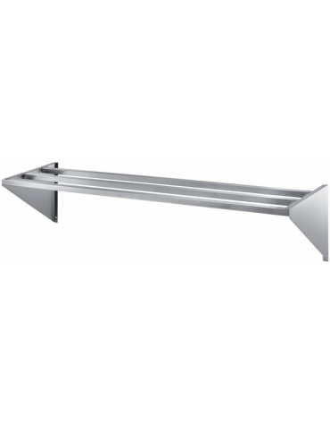 Ripiano in tubolare saldato, in acciaio inox AISI 304, con 2 supporti inclusi - mm 1000x250x20h