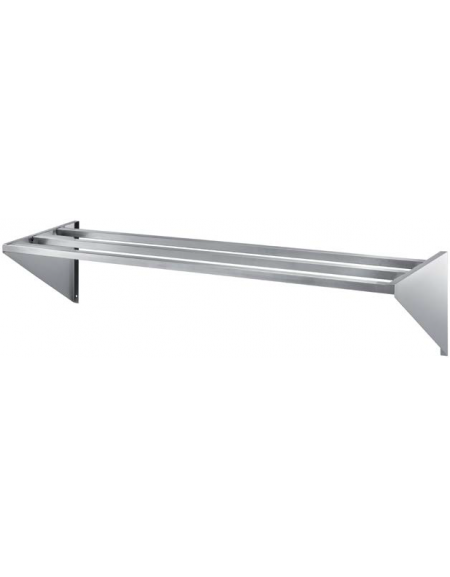 Ripiano in tubolare saldato, in acciaio inox AISI 304, con 2 supporti inclusi - mm 1000x250x20h