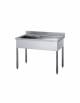 Lavatoio inox gambe quadre con 1 vasca e gocciolatoio destro - Dimensioni cm 100x70x85/90h