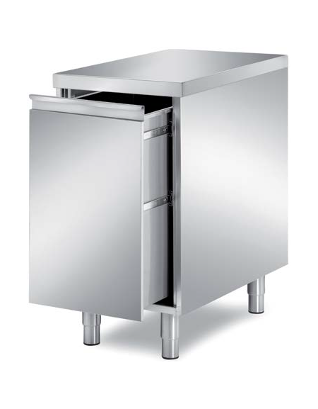 Elemento neutro con cassettone estraibile in acciaio inox AISI 304, con ripiano - Dimensioni mm 650x700x850h