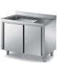 Lavatoio armadiato per lavaggio pentole in inox AISI 304 - 1 vasca cm 86x50x37,5h - con griglia - cm 100x70x85h