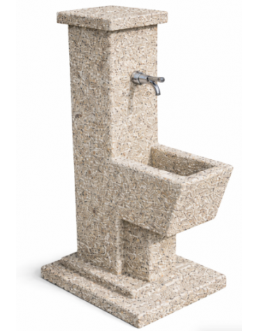 FONTANA QUADRATA IN CALCESTRUZZO CEMENTO COLORE GRIGIO SABBIATO PER ESTERNO - cm 50x43x105h