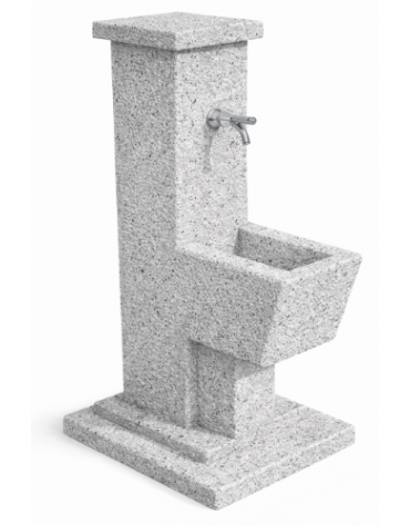 FONTANA QUADRATA IN CALCESTRUZZO CEMENTO COLORE BIANCO SABBIATO PER ESTERNO - cm 50x43x105h