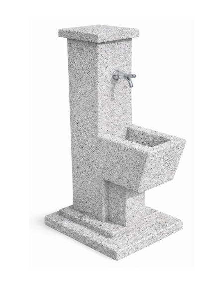 FONTANA QUADRATA IN CALCESTRUZZO CEMENTO COLORE BIANCO SABBIATO PER ESTERNO - cm 50x43x105h