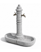 FONTANA DOPPIA IN CALCESTRUZZO CEMENTO COLORE GRIGIO PIETRA PER ESTERNO - cm 70x45x121h - Conforme ai CAM