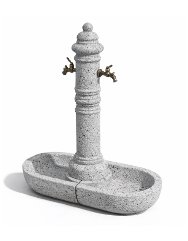 FONTANA DOPPIA IN CALCESTRUZZO CEMENTO COLORE GRIGIO PIETRA PER ESTERNO - cm 70x45x121h