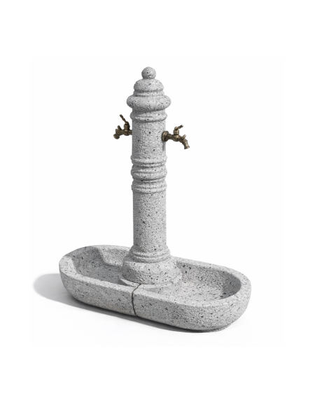 FONTANA DOPPIA IN CALCESTRUZZO CEMENTO COLORE GRIGIO PIETRA PER ESTERNO - cm 70x45x121h